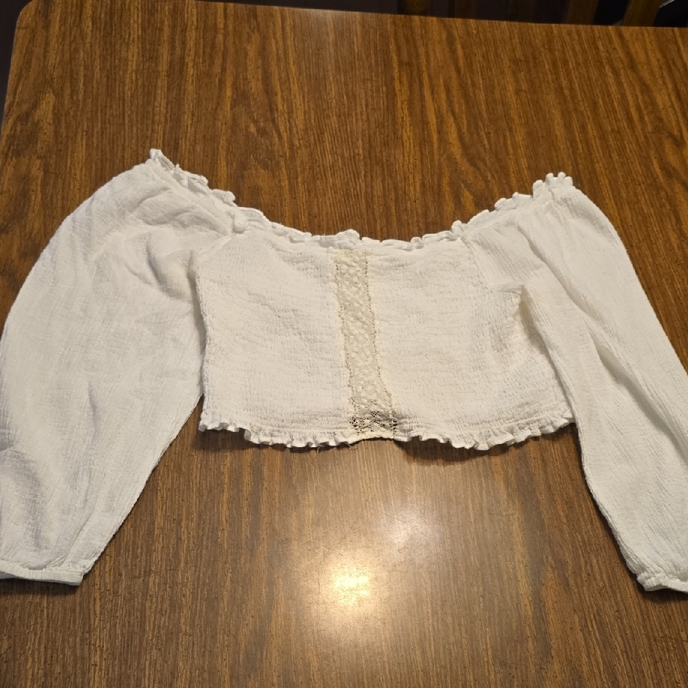 White Ruffle Crop Top